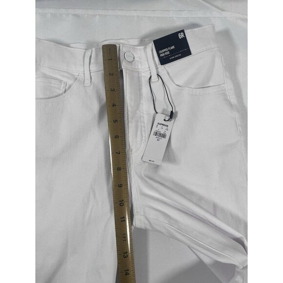 EXPRESS High Rise Cropped Flare White Jeans w/ Stretch Size 6R - Picture 6 of 6